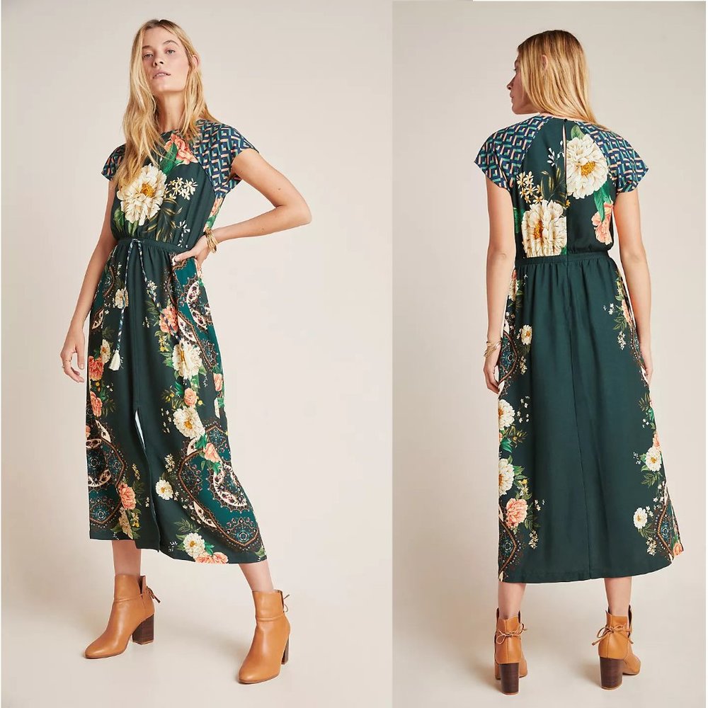 Anthropologie | Farm Rio Emerald Maxi Dress Small